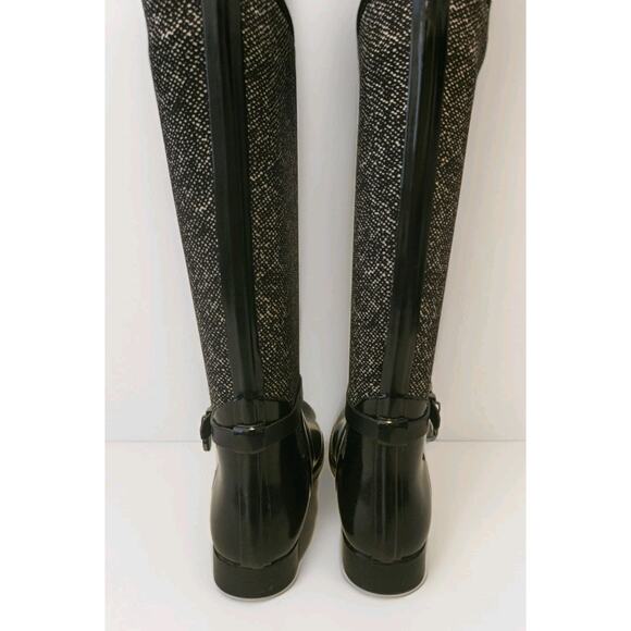 Michael Kors MK CHARM Black White Stretch Tall Rain Boots Shoes Size 6 - Picture 7 of 10